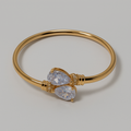 18K Gold-Plated Double Band CZ Stone Bangle Bracelet