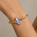 18K Gold-Plated Double Band CZ Stone Bangle Bracelet