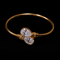 18K Gold-Plated Double Band CZ Stone Bangle Bracelet