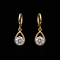 18K Gold-Plated CZ Lever-Back Hoop Earrings - black background