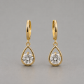 18K Gold-Plated CZ Lever-Back Hoop Earrings - detail view