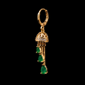 18K Gold-Plated Colored Gemstone Dangle Huggie Earrings - black background