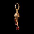 18K Gold-Plated Colored Gemstone Dangle Huggie Earrings - model wearing