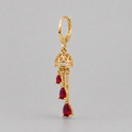 18K Gold-Plated Colored Gemstone Dangle Huggie Earrings - closeup
