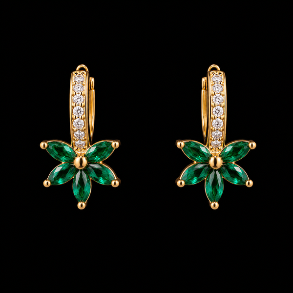 18K Gold-Plated Flower Stud Earrings - model wearing