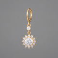 18K Gold-Plated Sun Burst CZ Dangle Huggie Earrings - clasp detail