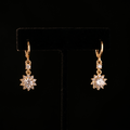 18K Gold-Plated Sun Burst CZ Dangle Huggie Earrings - sleek view