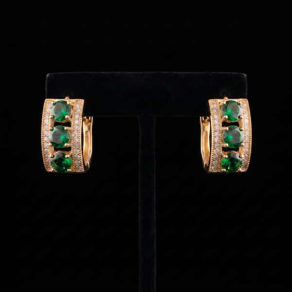18K Gold-Plated Colored Gemstone Huggie Earrings
