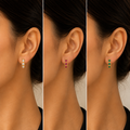 18K Gold-Plated Colored Gemstone Huggie Earrings