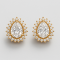 18K Gold-Plated Oval CZ Pavé Halo Stud Earrings