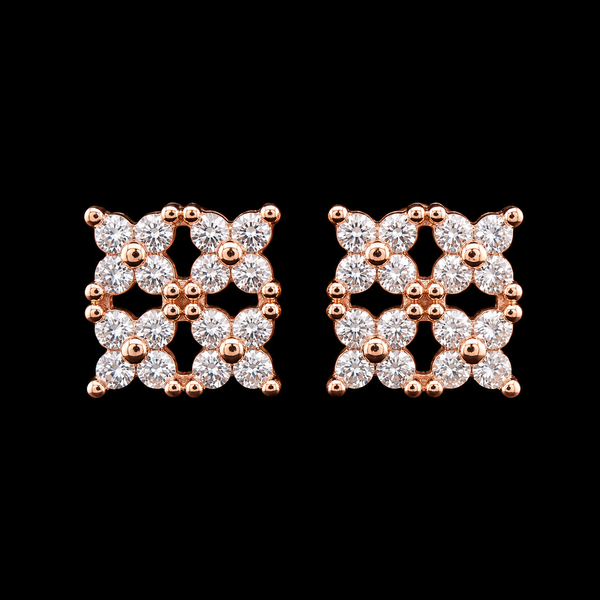 18K Gold-Plated Cushion Cut Pavé CZ Stud Earrings