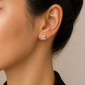 18K Gold-Plated Cushion Cut Pavé CZ Stud Earrings