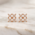 18K Gold-Plated Cushion Cut Pavé CZ Stud Earrings
