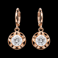 18K Gold-Plated Double Circle CZ Dangle Earrings