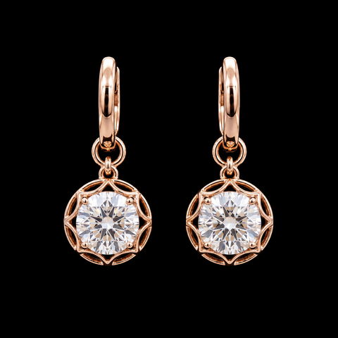 18K Gold-Plated Crown CZ Dangle Earrings