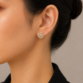 18K Gold-Plated Floral Daisy CZ Stud Earrings