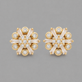 18K Gold-Plated Floral Daisy CZ Stud Earrings