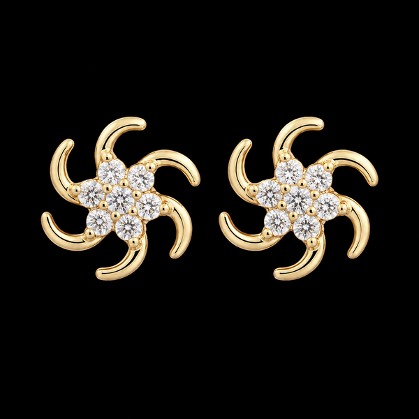 18K Gold-Plated Open Swirl CZ Stud Earrings