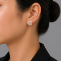 18K Gold-Plated Pavé CZ Square Tile Stud Earrings
