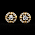 18K Gold-Plated Pavé CZ Circle Stud Earrings