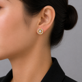 18K Gold-Plated Pavé CZ Circle Stud Earrings