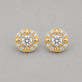 18K Gold-Plated Pavé CZ Circle Stud Earrings