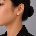 18K Gold-Plated Pavé CZ Quilted Dome Stud Earrings