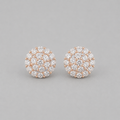 18K Gold-Plated Pavé CZ Quilted Dome Stud Earrings