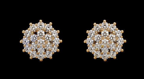 18K Gold-Plated Large Pavé CZ Snowflake Cluster Stud Earrings