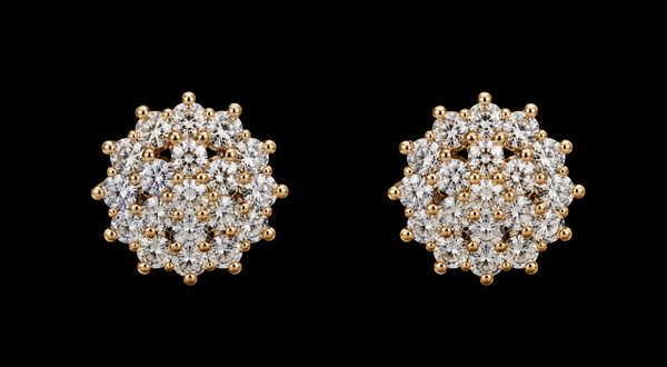 18K Gold-Plated Large Pavé CZ Snowflake Cluster Stud Earrings
