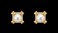 18K Gold-Plated Ornate Crown Frame Pearl Stud Earrings