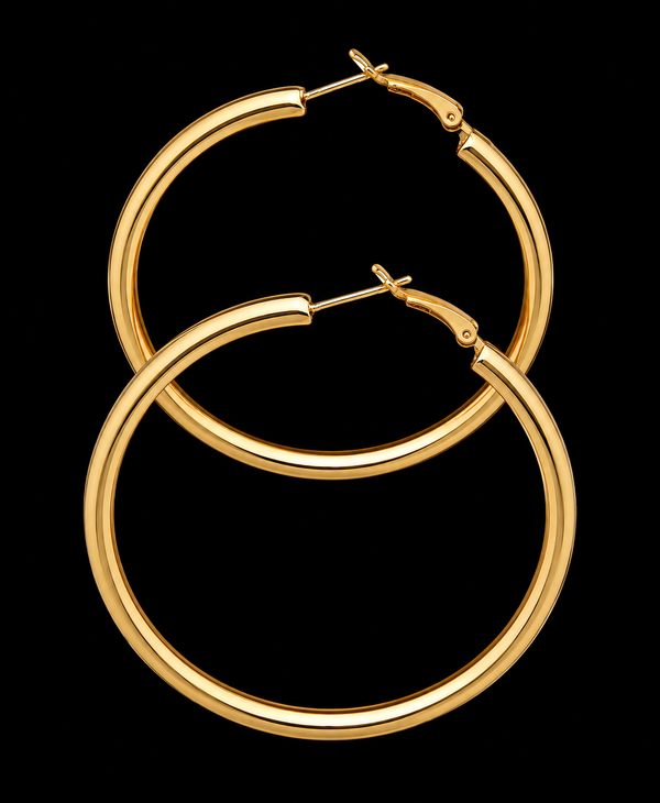 18K Gold-Plated Classic Large Tube Hoop Earrings