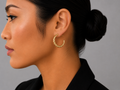 18K Gold-Plated Twisted Croissant Open Hoop Earrings