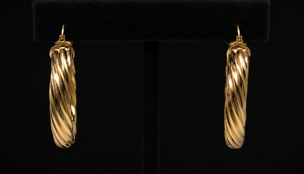 18K Gold-Plated Medium Bold Twisted Rope Open Hoop Earrings