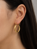 18K Gold-Plated Medium Bold Twisted Rope Open Hoop Earrings