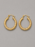 18K Gold-Plated Medium Bold Twisted Rope Open Hoop Earrings