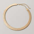 18K Gold-Plated Omega Ribbed Collar Necklace