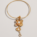 18K Gold-Plated Open Wire Collar with Floral Bloom
