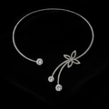 925 Silver CZ Tennis Choker with Crystal Butterfly on velvet