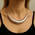 925 Silver Tapered Torque Collar Necklace on model
