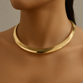 18K Gold-Plated Dainty Gold Choker Necklace on model