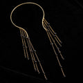 18K Gold-Plated Multi-Strand Pearl Tassel Necklace