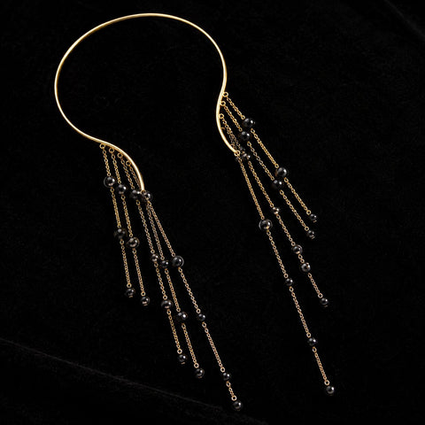 18K Gold-Plated Multi-Strand Pearl Tassel Necklace