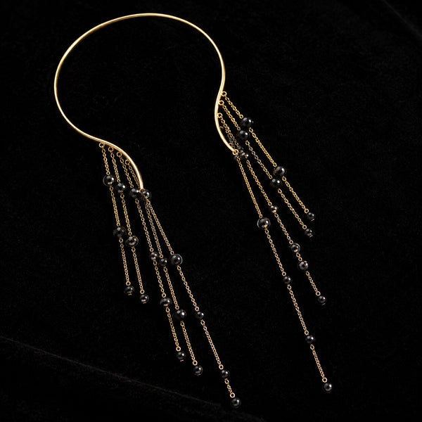 18K Gold-Plated Multi-Strand Pearl Tassel Necklace