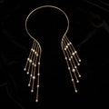 18K Gold-Plated Multi-Strand Pearl Tassel Necklace