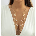 18K Gold-Plated Multi-Strand Pearl Tassel Necklace