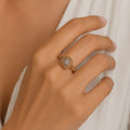 18K Rose Gold-Plated Double Halo Cushion CZ Solitaire Ring