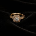 18K Rose Gold-Plated Double Halo Cushion CZ Solitaire Ring
