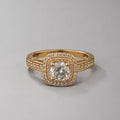 18K Rose Gold-Plated Double Halo Cushion CZ Solitaire Ring