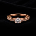 18K Rose Gold-Plated Six-Prong Round CZ Solitaire Ring